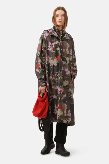 ILSE JACOBSEN Poncho w. Sleeves floral-camo