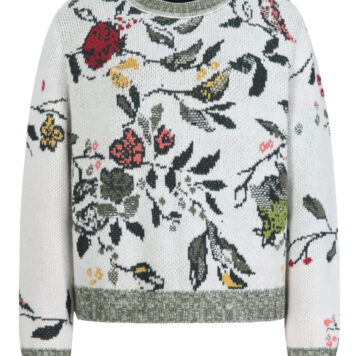 Ivko Women JacquardPullover Floralmuster off-white