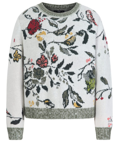 Ivko Women JacquardPullover Floralmuster off-white