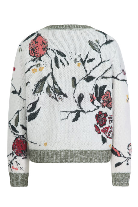 Ivko Women JacquardPullover Floralmuster off-white